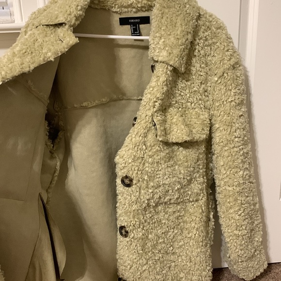 Green faux shearling jacket from Forever 21 - Picture 3 of 5